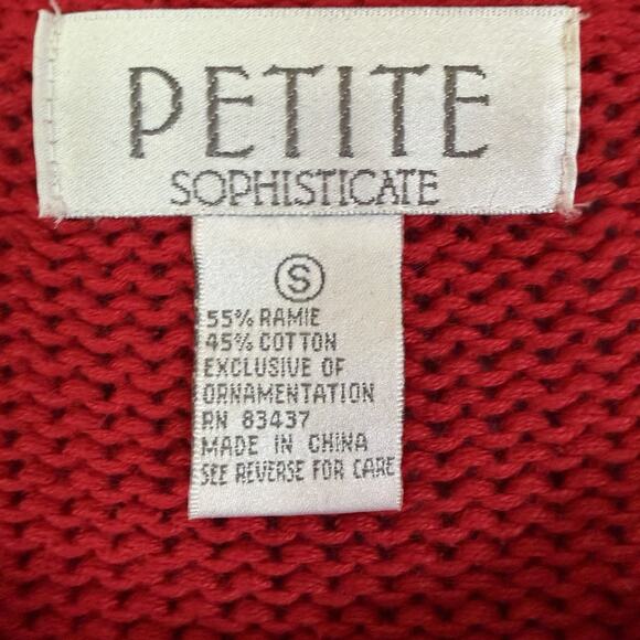 Christmas Sweater Women Petite Sz Sm Cardigan Embroidered Festive Holiday Party - Picture 3 of 15